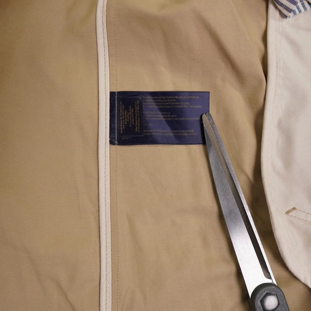 Brooks Brothers Trench‎ Coat Men Medium Khaki Cotton Y2K Belted Collar Heritage